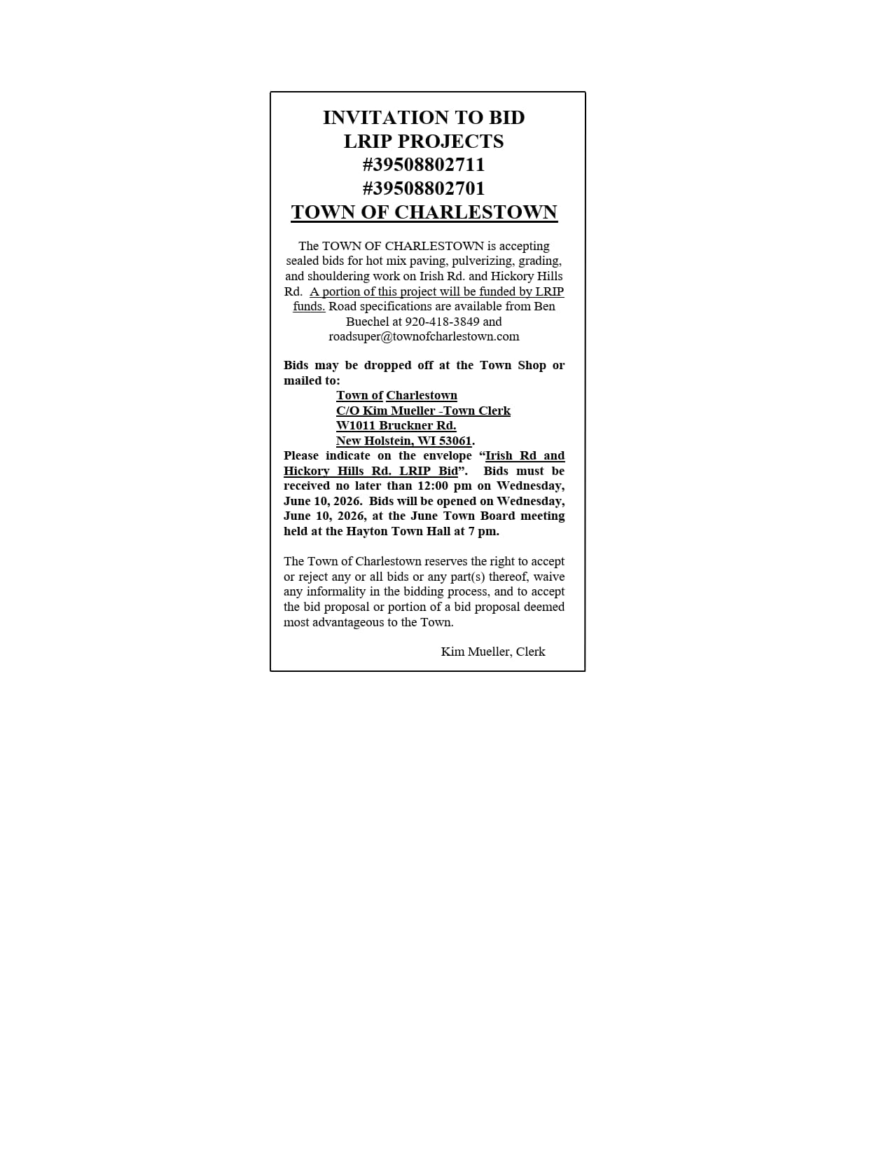 LRIP ROAD BIDS